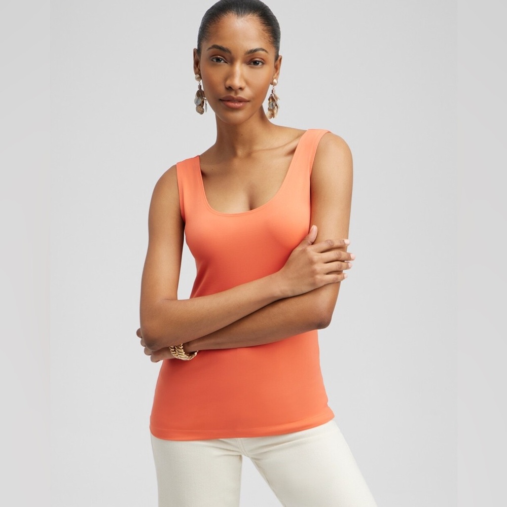 CHICOS Microfiber Tank in Nectarine, Like New